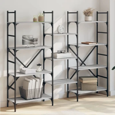 Afbeelding van Boekenkast 160x28,5x136,5 cm bewerkt hout grijs sonoma eiken
