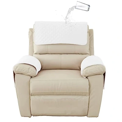 Afbeelding van GYHH Sofa Armsteun Cover, Hoofdsteunhoes voor Kantelbare Stoel Armhoes, Gewatteerde Antislip Stoelhoes (ivoorkleurig, 1 Seat Recliner 3 stuks)