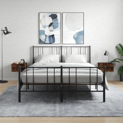 Afbeelding van Nachtkastjes 2 st wandgemonteerd 35x35x20 cm gerookt eikenkleur