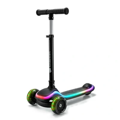 Afbeelding van Kinderkraft RAKET 3 Wiel kinderstep vanaf 2 jaar tot 50 kg Wielen met RGB LED&#039;s Opvouwbaar in seconden Verstelbaar stuur Zwart