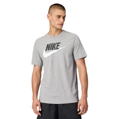 Afbeelding van Nike Sportswear TEE ICON Futura Tshirt print, Heren, Maat: Medium, Dark grey heather/black/white