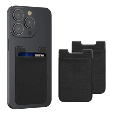 Afbeelding van kwmobile opplakbare pasjeshouder voor Kreditkarten Stoffen plakwallet van 5,7 x 8,9 cm Tot 5 kaarten in zwart /