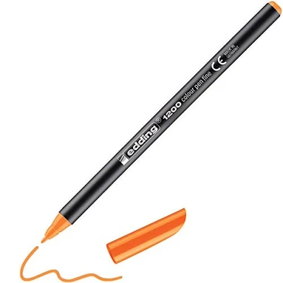 Afbeelding van edding 1200 viltstiften, fijne punt, fluorescerend oranje, 1 stift, ronde punt mm, pen om te schrijven, tekenen, schilderen