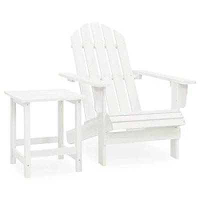 Afbeelding van Tuinstoel Adirondack Met Tafel Massief Vurenhout Grijs 1 / Wit