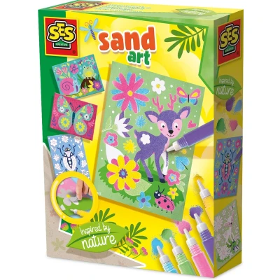 Afbeelding van SES Creative 14037 Zandkunst met Kleuren Geïnspireerd door de Natuur Creatieve Knutselset voor Kinderen vanaf 3 Jaar Inclusief alles wat nodig is creatief plezier Perfect kleine kunstenaars