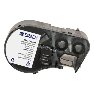 Image de BMP41 Brady M4C 750 403 ruban papier 19,05 mm x 7,62 m (d&#039;origine) noir sur transparent
