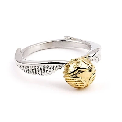 Afbeelding van Harry Potter Golden Snitch M zilver/gouden ring van metaal in geschenkdoos.
