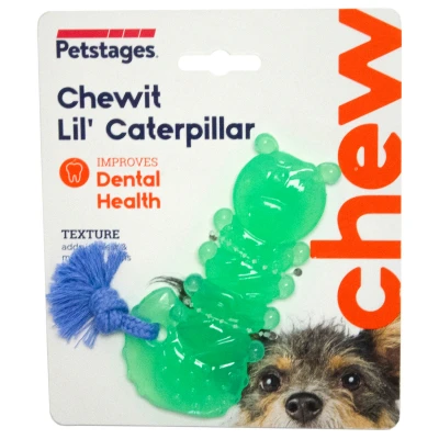 Afbeelding van Petstages Orka Chewit Lil&#039; Caterpillar Hondenspeelgoed 12x5x1 cm 100 g Mintgroen Blauw