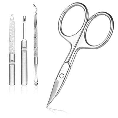 Afbeelding van URAQT Nagelriemschaar, nagelriemtang en nagelriemschuiver, gereedschapsset voor nagelriemverwijderaar, roestvrij staal, nagels wenkbrauwtrimmer