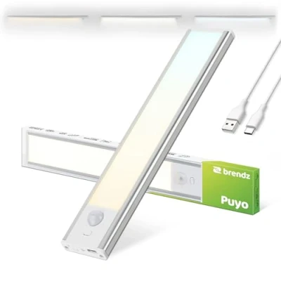 Afbeelding van Brendz LED Kastverlichting met bewegingssensor, 20 cm, USB C Oplaadbaar, Dimbaar, Magnetisch, 3 Kleurtemperaturen, Draadloos, op Batterij, Zilver