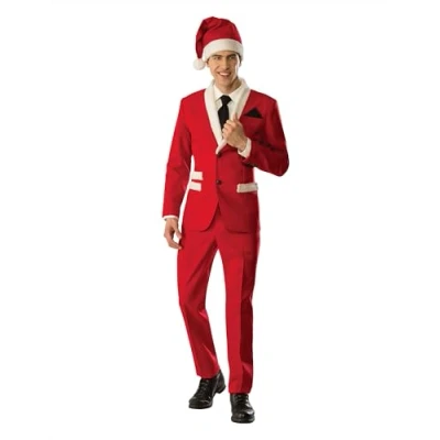 Afbeelding van Rubies AD Kerstmankostuum voor heren, grappig kostuum Kerstmis, kinderen en volwassenen, Eén maat, Rood