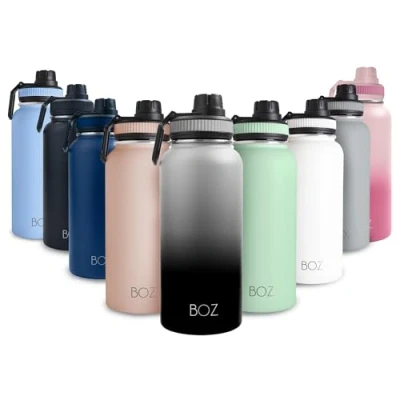 Afbeelding van BOZ XL roestvrijstalen thermosfles (1 l / 32 oz) brede opening, BPA vrij, dubbelwandige vacuüm isolatie (kleurverloop zwart)