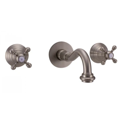 Afbeelding van PB klassieke inbouw muurkraan met sterknoppen 20 cm uitloop RVS 1208855092