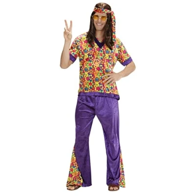 Afbeelding van Widmann Hippie Kostuum Dude Fluweel Mr Man Multicolor Small Carnavalskleding Verkleedkleding