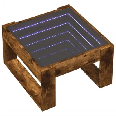 Afbeelding van Salontafel met Infinity LED 50x53x30 cm gerookt eikenkleurig