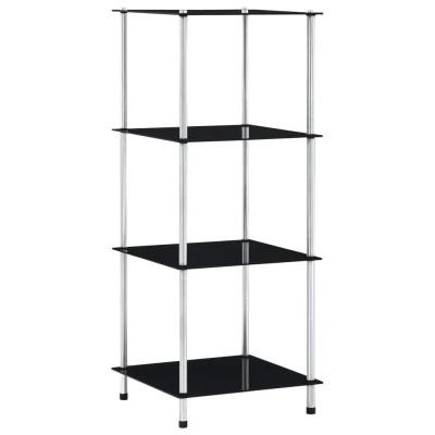 Afbeelding van Kastje 4 laags 40x40x100 cm gehard glas zwart