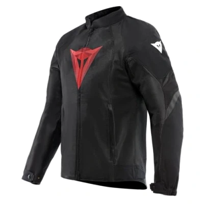 Afbeelding van Dainese Air Graphics Tex motorjack voor heren, luchtig en licht, met zachte beschermers op schouders ellebogen, zwart/diamantrood, 58