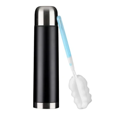 Afbeelding van GRÄWE Roestvrijstalen thermosfles, 1 liter, thermosfles voor onderweg met beker, lekvrij, vaatwasmachinebestendig, blauw