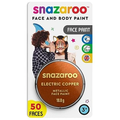 Afbeelding van Snazaroo Verf voor gezicht en lichaam, make up bekleding, kinderen volwassenen, blisterverpakking 18 ml, koperkleur