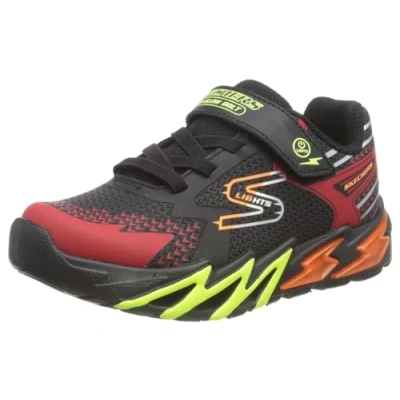 Afbeelding van Skechers Flexglow BOLT Sneakers laag Black/red/orange/yellow voor kinderen, Maat: 28, Textiel/ synthetisch
