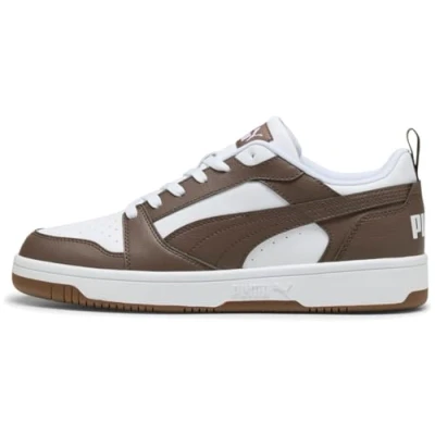 Image de Puma Baskets basses Rebound V6 unisexes, Gomme plate bronze blanc, 44 EU