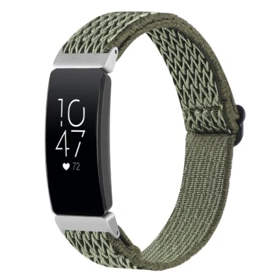 Afbeelding van FitBit Inspire 2 Elastische solo loop nylon bandje Donkergroen