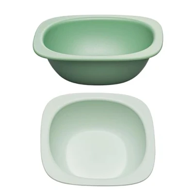 Afbeelding van Nip Eat Green 2 delige set milieuvriendelijke witte kommen, zonder melamine en BPA vrij, vaatwasmachinebestendig magnetronbestendig, groen