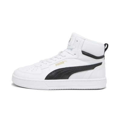 Afbeelding van puma Caven 2.0 MID JR Unisex Sneakers laag whitepuma blackgold voor kinderen, Maat: 38.5, white black gold Imitatieleer/ textiel