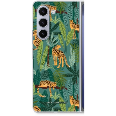 Afbeelding van Case Company® hoesje geschikt voor Samsung Galaxy Z Fold5 Luipaard 2 Soft Cover Telefoonhoesje Bescherming aan alle Kanten en Schermrand