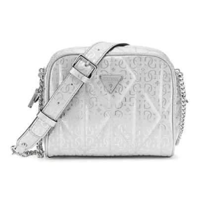 Afbeelding van GUESS schoudertas Aldina Camera Crossbody Bag Silver zilverkleurig