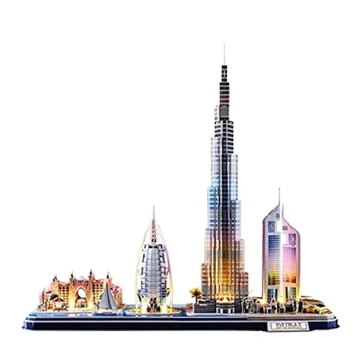 Afbeelding van 3D puzzel verlicht Dubai LED voor volwassenen kinderen van 8 jaar of ouder puzzels 157 stukjes modelbouwset