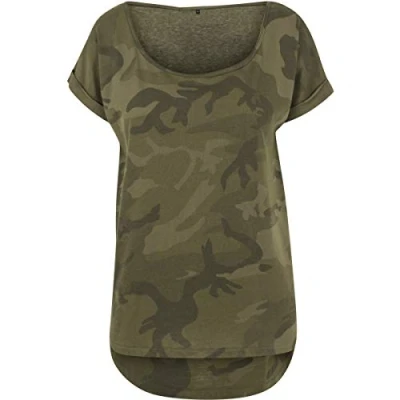 Afbeelding van Build your Brand Ladies Camo Tee BY064 Olive