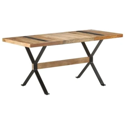 Afbeelding van vidaXL Eettafel 160x80x76 cm ruw mangohout