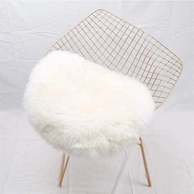 Afbeelding van HEQUN Schapenvacht tapijt, kunstbont, ziet eruit als lange vacht, lamsvacht, synthetische wol, wit, 45 x cm