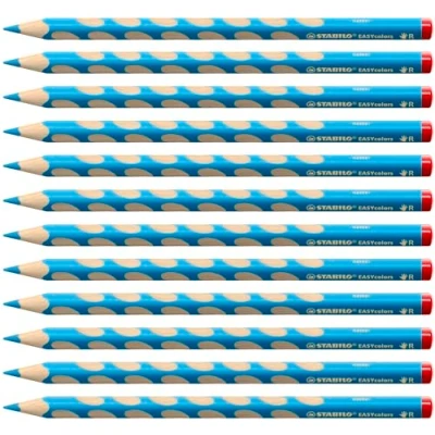 Afbeelding van STABILO EASYcolors Kleurpotloden, 12 stuks, ergonomische potloden, rechtshandig, lichtblauw