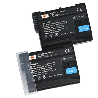 Afbeelding van Dste 2 stuks reservebatterijen voor Nikon En El15 1 V1 D600 D610 D750 D800 D800E D810A D7000 D7100 D7200