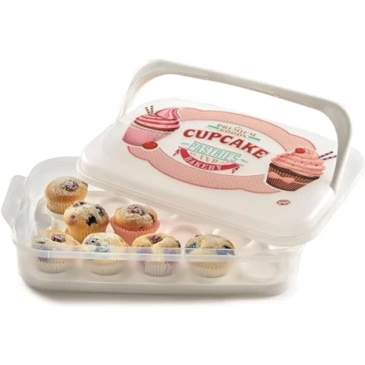 Afbeelding van Snips Cupcake houder 7 L wit snoephouder versierde container met dienblad Made in Italy Bpa Free