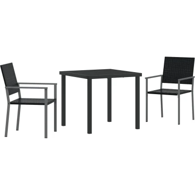 Afbeelding van vidaXL 3 delige tuinset zwart poly rattan