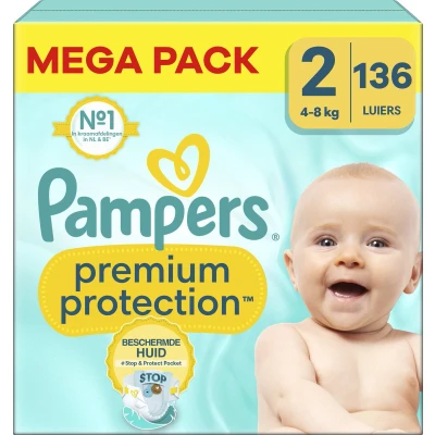Afbeelding van Pampers Premium Protection Maat 2 Megapack 102 Stuks 4 8 kg
