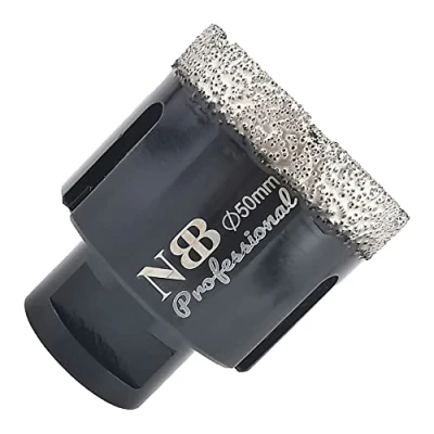 Afbeelding van NBB vacuum gesoldeerde diamantgatzaag met M14, voor professioneel droog of nat boren op hard porselein, keramiek, tegels, graniet, marmer, snel, duurzaam, Haakse Slijper (Dia.50mm)