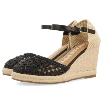 Afbeelding van Gioseppo Sandalen met sleehak, Dames, Maat: 36, Black Leer en textiel