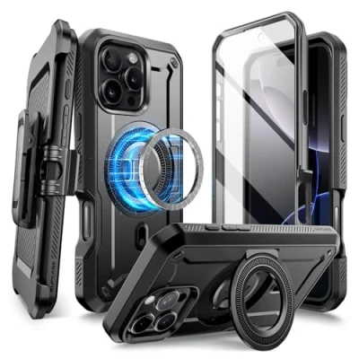 Afbeelding van SUPCASE Unicorn Beetle Mag Pro Hoesje Geschikt voor Apple iPhone 16 Max Compatibel met MagSafe Full Protect Ingebouwde Screenprotector Kickstand Zwart