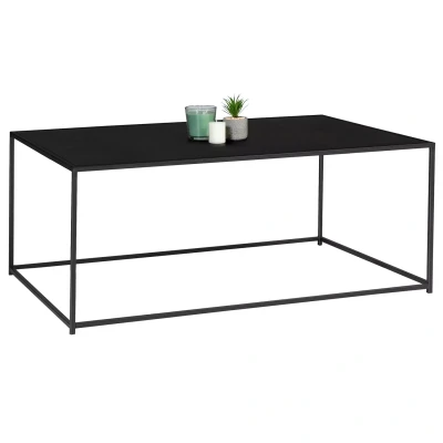 Afbeelding van Table basse DAVIS 113 cm en métal noir mat design industriel
