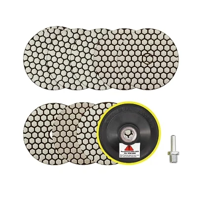 Afbeelding van Diamantschijf polijsten 4 inch/100 mm 8 stuks korrel 50 x 3/100 2/200/400/800 polijstpads met M14 steunpads + adapter voor graniet marmer kunststeen kwarts haakse slijper SANLEETEK