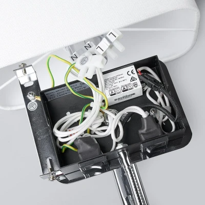 Afbeelding van Lucande Wandlamp 1licht stof, metaal H: 63 cm E27 wit, chroom