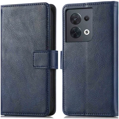Afbeelding van iMoshion Hoesje Geschikt voor Oppo Reno 8 5G Met Pasjeshouder Luxe Bookcase Donkerblauw