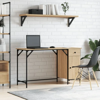 Afbeelding van vidaXL Bureau 131x48x75 cm bewerkt hout sonoma eikenkleurig