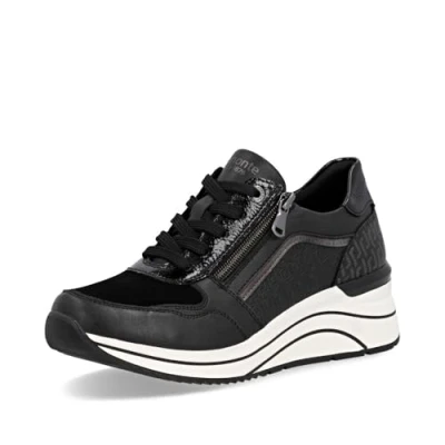 Afbeelding van Remonte Baskets basses D0T16 pour femme, semelle lâche, Noir Combi 03, 36 EU Weit