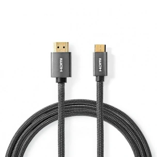 Afbeelding van Mini HDMI naar kabel Nedis 2 meter (4K@60Hz, Ethernet, HDR, Nylon, Verguld)