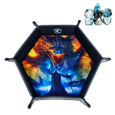 Afbeelding van Power Beast Dungeon Tovenaars en drakendobbelsteenbaan, dobbelstenen bord + set dobbelstenen, veelvlakkige kerkers draken, D&amp;D, Master, DND, RPG, rollenspellen.